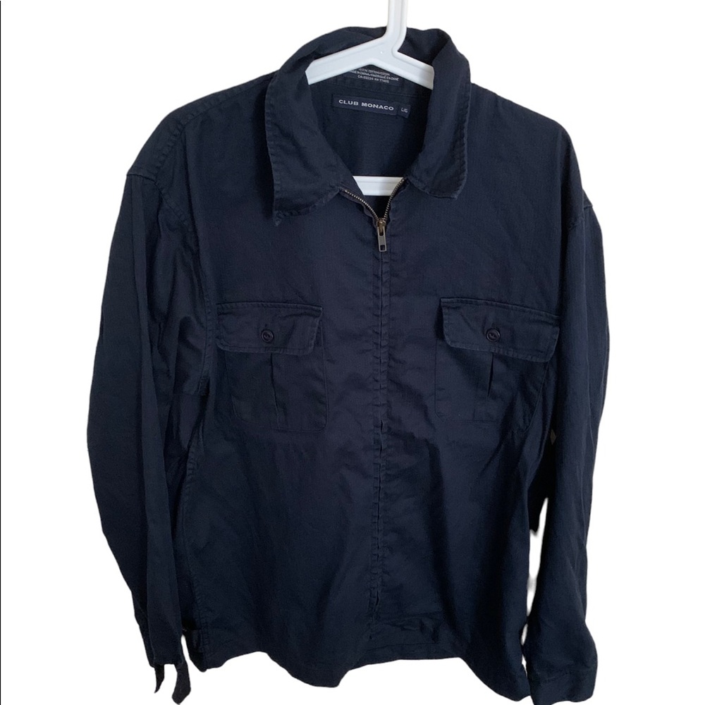 Mens Navy Blue Club Monaco Cotton Zip Up